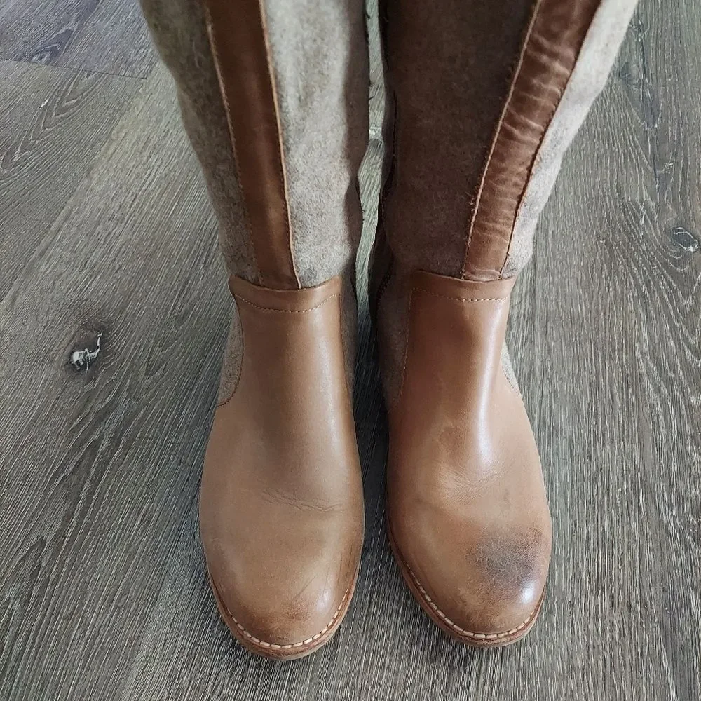 Womens Caterpillar Sabrina Tan Leather and Wool Riding Boots P310508 - Size 7.5